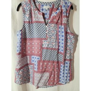 Kim Rogers Womens Boho Patchwork Print Sleeveless Blouse Top Size Large‎